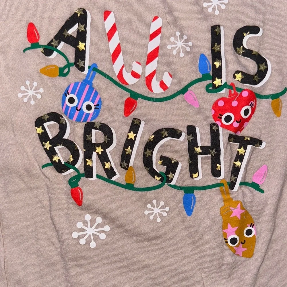 Kids Cream Long Sleeve Shirt - All is Bright size 5t